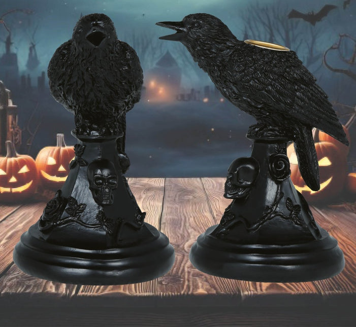 Kraai Kaarsenhouder 16cm van Fiestas Guirca koop je bij Partywinkel