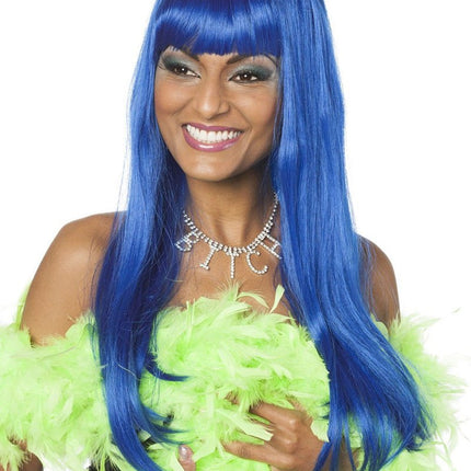 Blauwe Pruik Lange Bobline Deluxe van Wilbers & Wilbers koop je bij Partywinkel