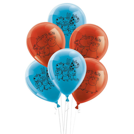 Peppa Pig Ballonnen Blauw Rood 25cm 10st