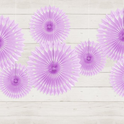 Lavendel Papieren Waaiers 20cm 3st van Partydeco koop je bij Partywinkel
