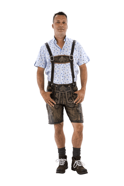 Lederhose Bruin Heren Kort Antiek van Haus Huberts koop je bij Partywinkel