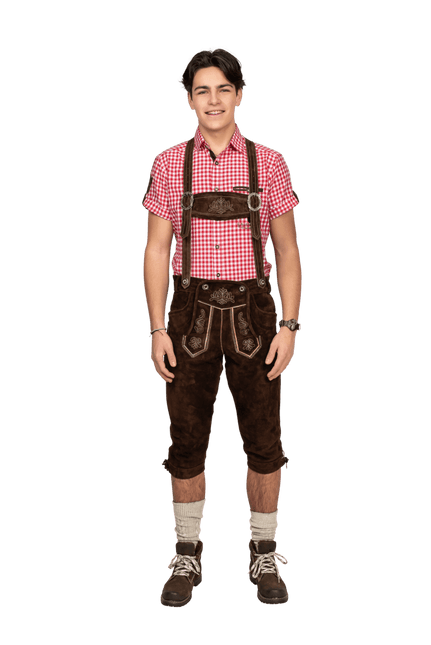 Lederhose Bruin Heren Lang van Haus Huberts koop je bij Partywinkel