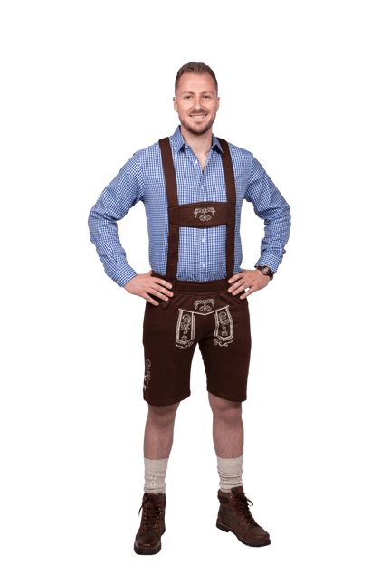 Lederhose Donkerbruin Heren Leer van Haus Huberts koop je bij Partywinkel