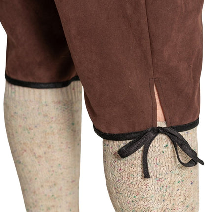 Lederhose Johann met Verstelbare Bretels Donkerbruin Lang van Partychimp koop je bij Partywinkel