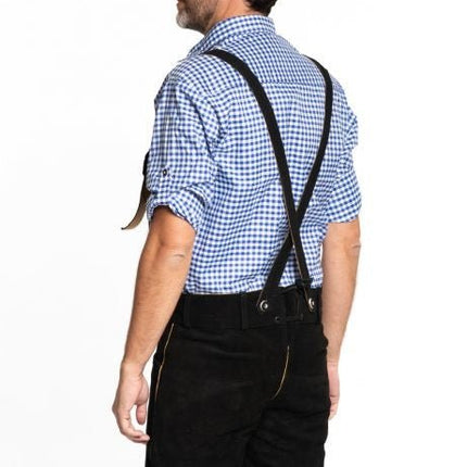 Lederhose Leer Kort Zwart en Bretels van Tannhauser koop je bij Partywinkel