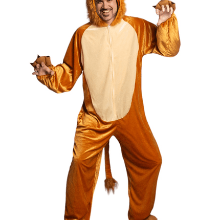 Leeuw Onesie Bruin Beige van Partychimp koop je bij Partywinkel