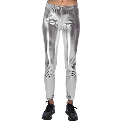 Legging Metallic Zilver van Boland koop je bij Partywinkel
