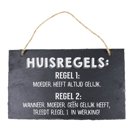 Leisteen Bordje Huisregels 25cm van Paper Dreams koop je bij Partywinkel