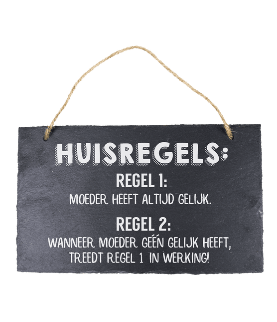Leisteen Bordje Huisregels 25cm van Paper Dreams koop je bij Partywinkel