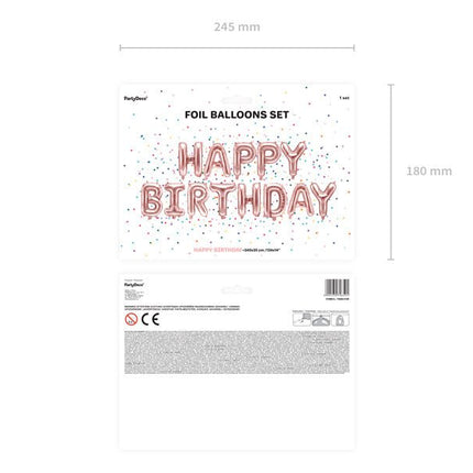 Letterballon Set Happy Birthday Rose Goud Leeg 3,4m van Partydeco koop je bij Partywinkel