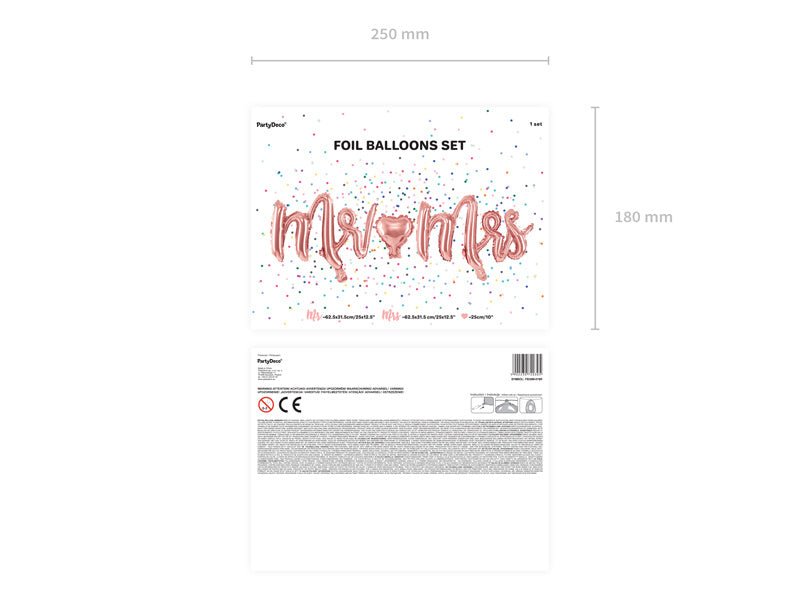 Letterballon Set Mr Mrs Rose Goud Leeg 1,25m van Partydeco koop je bij Partywinkel