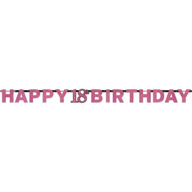Letterslinger 18 Jaar Happy Birthday Roze 2,13m van Riethmueller koop je bij Partywinkel
