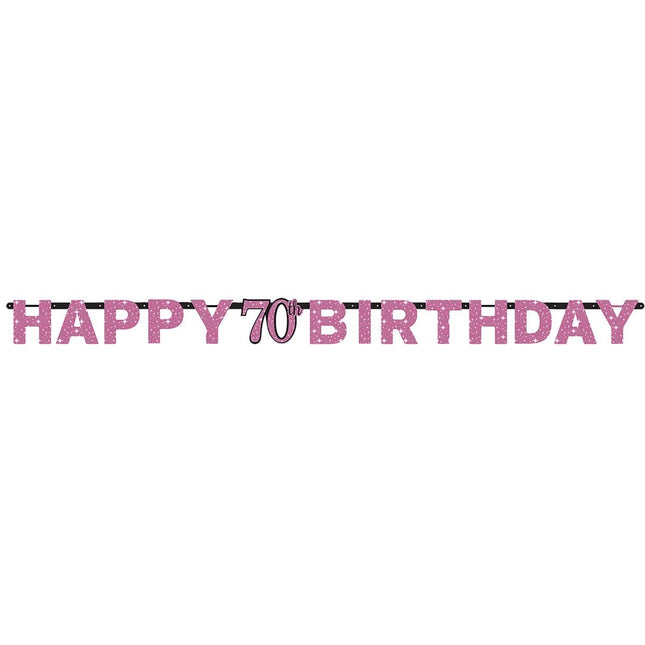 Letterslinger 70 Jaar Happy Birthday Roze 2,13m van Riethmueller koop je bij Partywinkel