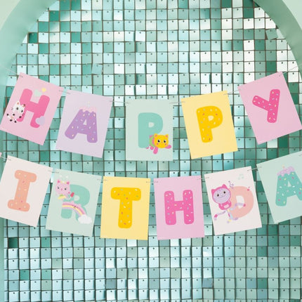 Letterslinger Happy Birthday Gabby's Dollhouse, 180 x 15 cm van Partydeco koop je bij Partywinkel