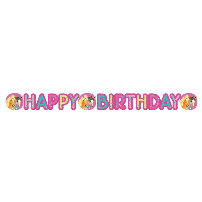Letterslinger Happy Birthday Paarden 1,8m van Riethmueller koop je bij Partywinkel