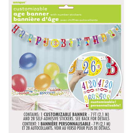 Letterslinger Happy Birthday Personaliseerbaar 2,1m van Unique koop je bij Partywinkel