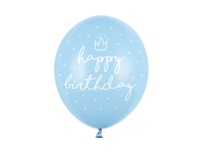 Lichtblauwe Ballonnen Happy Birthday 30cm 6st van Partydeco koop je bij Partywinkel