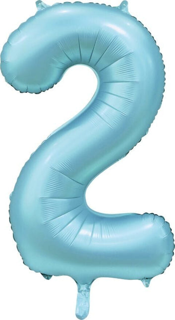 Lichtblauwe Cijfer Ballon 2 Jaar Glans 86cm van WeFiesta koop je bij Partywinkel