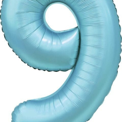 Lichtblauwe Cijfer Ballon 9 Jaar Glans 86cm van WeFiesta koop je bij Partywinkel
