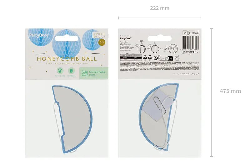 Lichtblauwe Honeycomb 40cm van Partydeco koop je bij Partywinkel