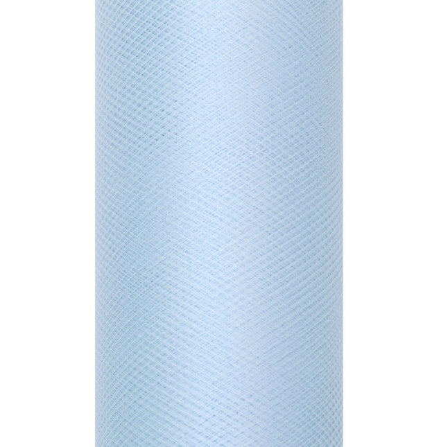 Lichtblauwe Tule Rol 15cm 9m van Partydeco koop je bij Partywinkel
