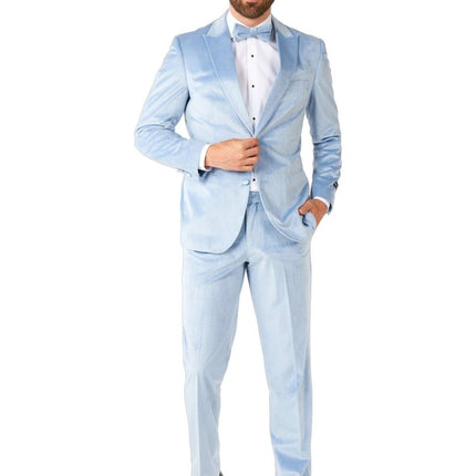 Lichtblauwe Velvet Smoking Heren OppoSuits van OppoSuits koop je bij Partywinkel