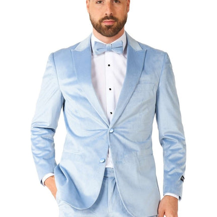 Lichtblauwe Velvet Smoking Heren OppoSuits van OppoSuits koop je bij Partywinkel