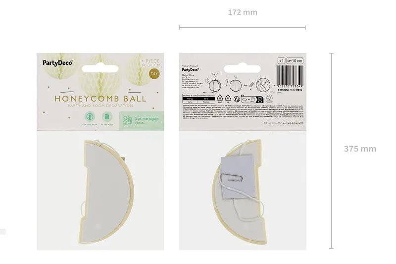 Lichtgele Honeycomb 30cm van Partydeco koop je bij Partywinkel