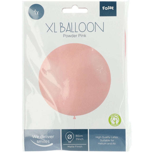 Lichtroze Ballon Powder Pink 80cm van Folat koop je bij Partywinkel