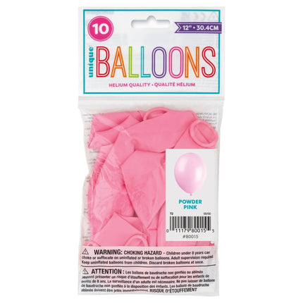 Lichtroze Ballonnen Glans Latex 30cm 10st van Unique koop je bij Partywinkel