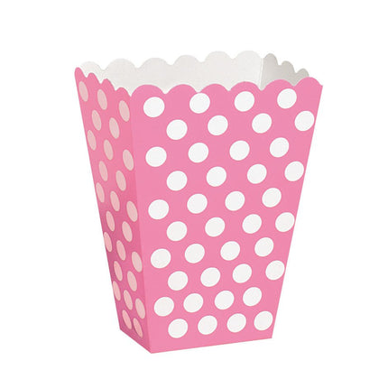Lichtroze Popcorn Bakjes Witte Stippen 13,7cm 8st van Unique koop je bij Partywinkel