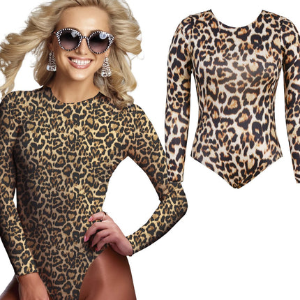 Luipaard Body Suit Bruin Beige Dames van Fiestas Guirca koop je bij Partywinkel