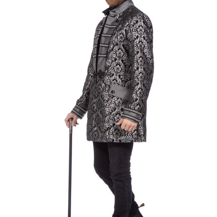 Zwart Zilveren Jas Heren Brokaat van Wilbers & Wilbers koop je bij Partywinkel