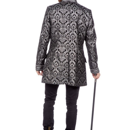 Zwart Zilveren Jas Heren Brokaat van Wilbers & Wilbers koop je bij Partywinkel