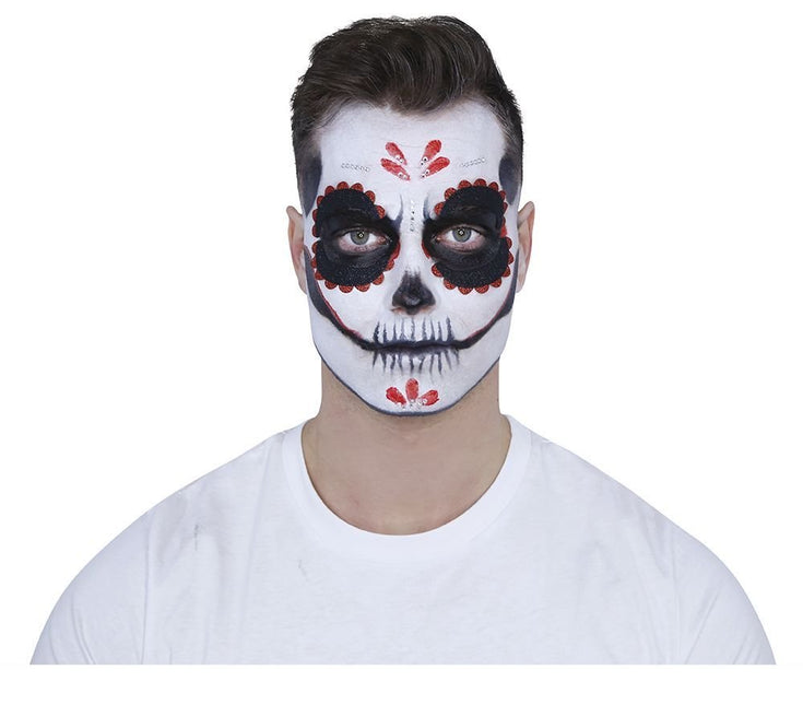 Make - Up Set Day Of The Dead Zwart Rood 8 delig van Fiestas Guirca koop je bij Partywinkel
