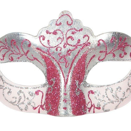 Venetiaans Oogmasker Roze Zilver Glitter van Wilbers & Wilbers koop je bij Partywinkel