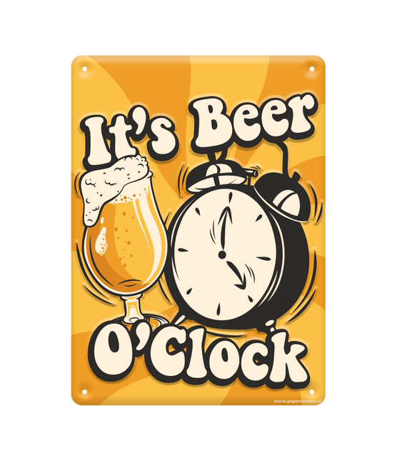 Metalen Bord Beer O'Clock van Paper Dreams koop je bij Partywinkel