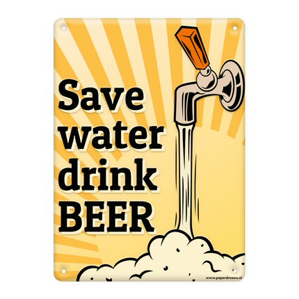 Metalen Bord Save Water van Paper Dreams koop je bij Partywinkel