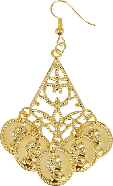 Metallic Oorbellen Munten Goud 5cm van Fiestas Guirca koop je bij Partywinkel