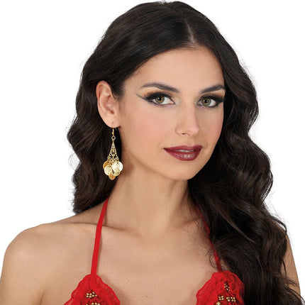 Metallic Oorbellen Munten Goud 5cm van Fiestas Guirca koop je bij Partywinkel