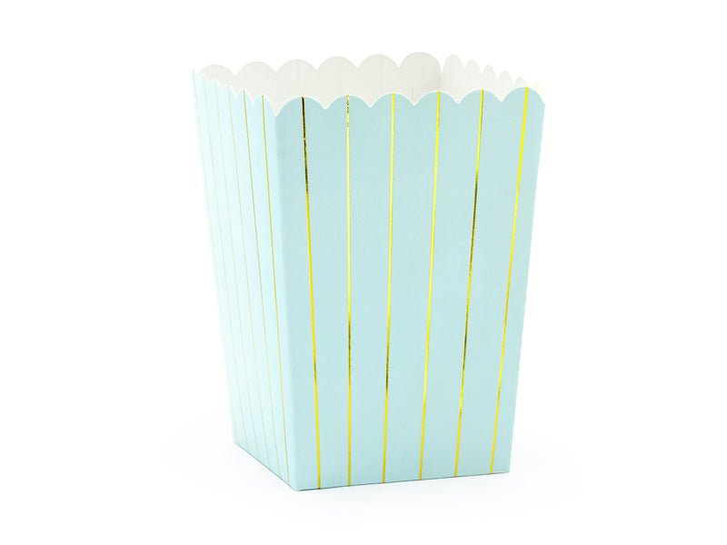 Mint Groene Popcorn Bakjes Goud Gestreept 12,5cm 6st van Partydeco koop je bij Partywinkel