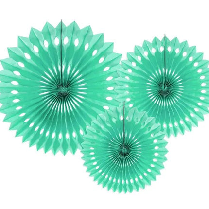 Mintgroene Papieren Waaiers 20cm 3st van Partydeco koop je bij Partywinkel