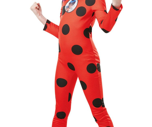Miraculous Ladybug Lange jas met capuchon leggings, set voor meisjes en tieners, tweedelige bijpassende verkleedset, rood, 3-4 Jaar