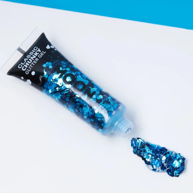 Moon Glitter Classic Chunky Glitter Gel Blue 12ml van Moon Creations koop je bij Partywinkel
