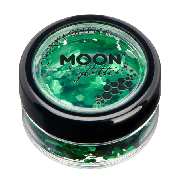 Moon Glitter Classic Chunky Glitter Green 3g van Moon Creations koop je bij Partywinkel