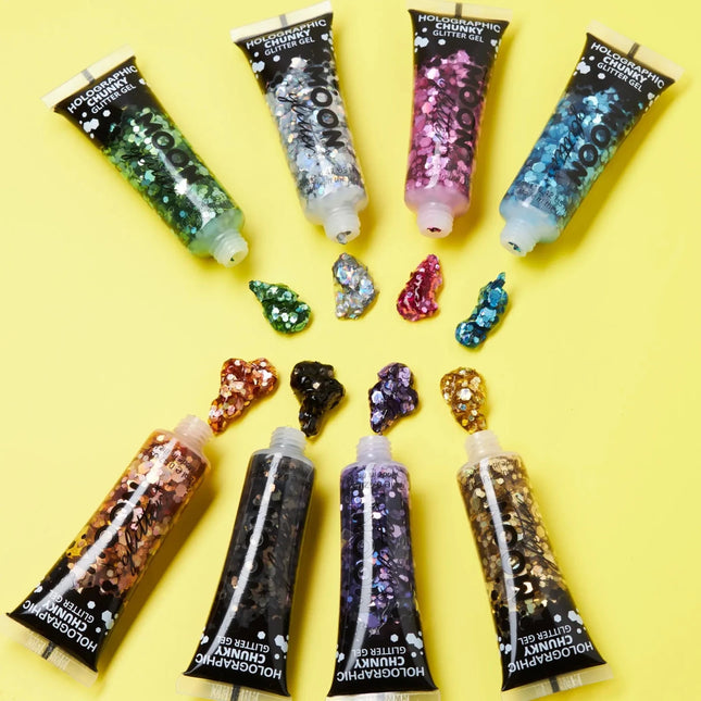 Moon Glitter Holographic Chunky Glitter Gel Blue 12ml van Moon Creations koop je bij Partywinkel