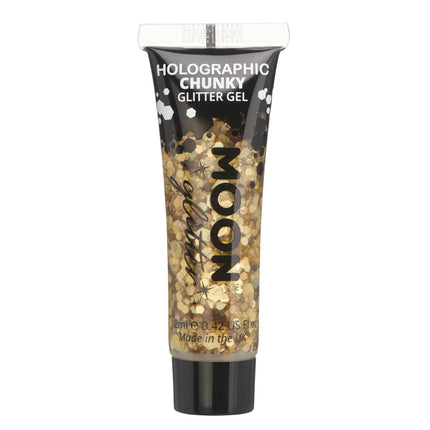 Moon Glitter Holographic Chunky Glitter Gel Gold 12ml van Moon Creations koop je bij Partywinkel