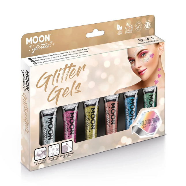 Moon Glitter Holographic Fine Glitter Gel Silver 12ml van Moon Creations koop je bij Partywinkel