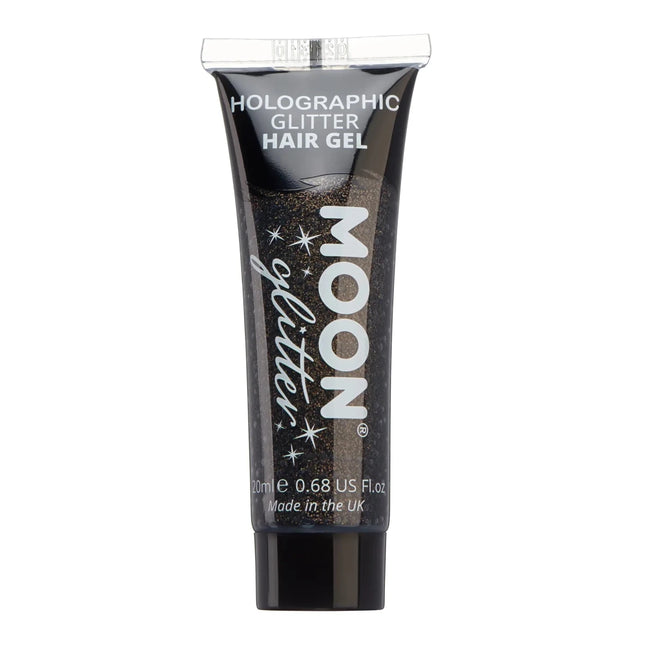 Moon Glitter Holographic Glitter Hair Gel Black 20ml van Moon Creations koop je bij Partywinkel