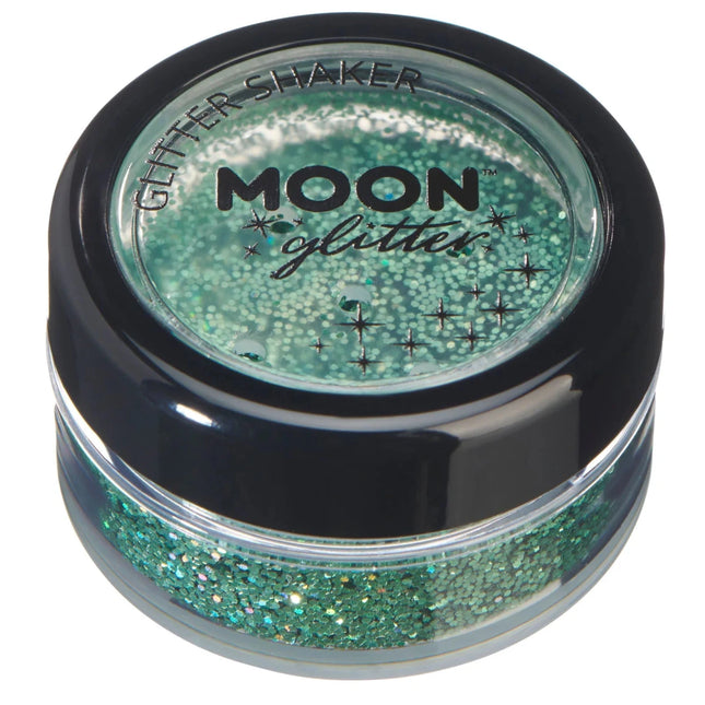 Moon Glitter Holographic Glitter Shakers Green 5g van Moon Creations koop je bij Partywinkel